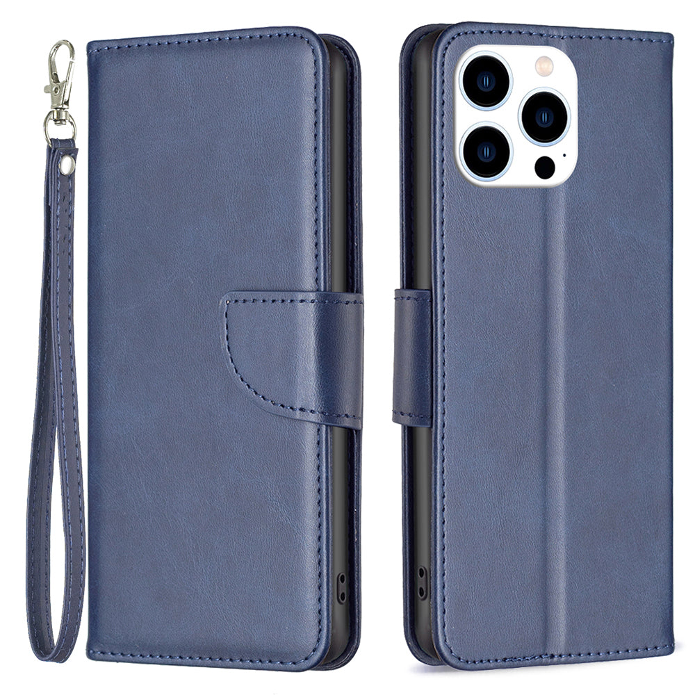 Uniqkart for iPhone 15 Pro Solid Color Phone Stand Case Shockproof Fine Textured PU Leather Wallet Cover - Blue Uniqkart for iPhone 15 Pro Solid Color Phone Stand Case Shockproof Fine Textured PU Leather Wallet Cover - Blue